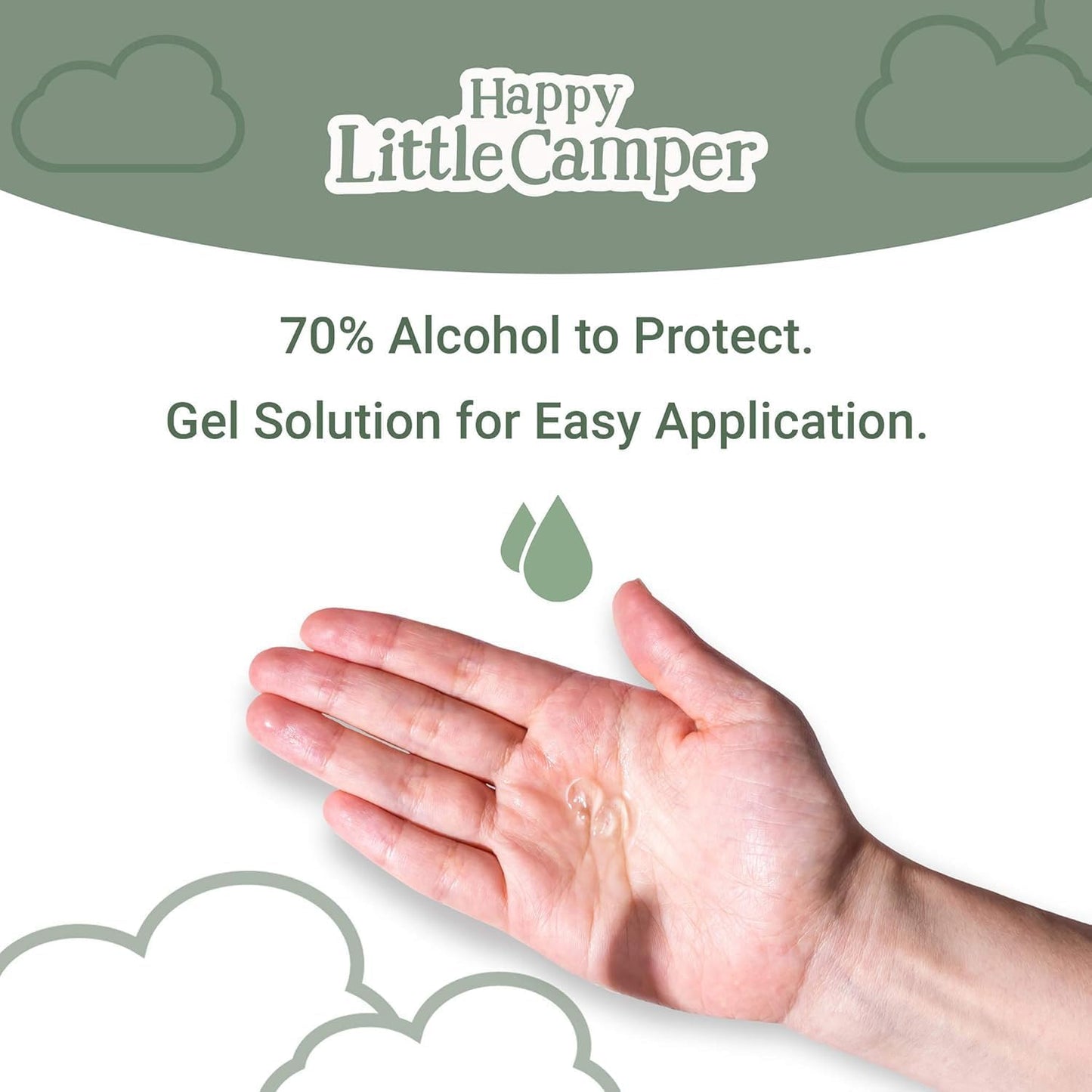 Happy Little Camper Hand Sanitizer with Lemon Zest Scent - Moisturizing Clear Gel with Vitamin E & Antimicrobial Formula- Contains 70% Ethyl Alcohol - Travel Size, Made in USA - 8 Fl Oz, 236ml