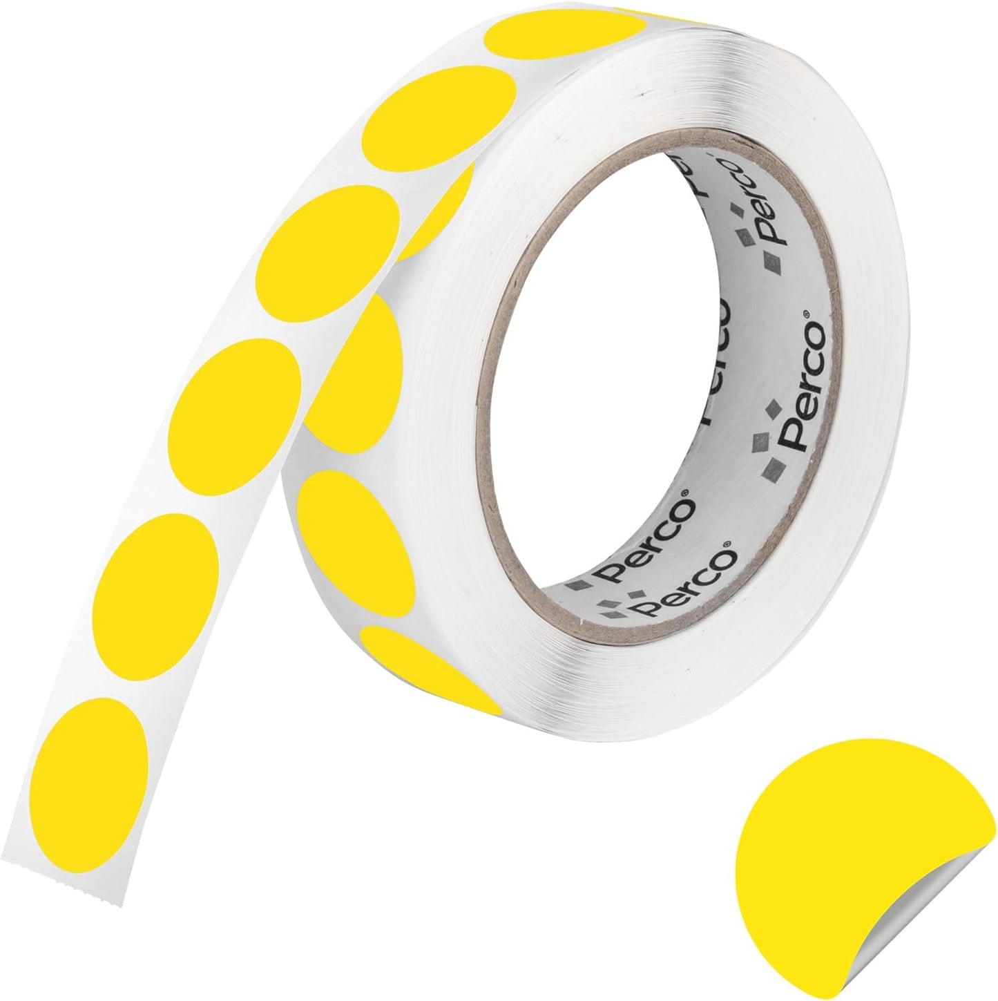 Perco Yellow 1-Inch Round Circle Dot Sticker Labels with Removable Adhesive – 1,000 Labels per Roll – Versatile, Vibrant Colors, Reliable Hold, No Residue, Perforated for Convenient Use – Made in USA