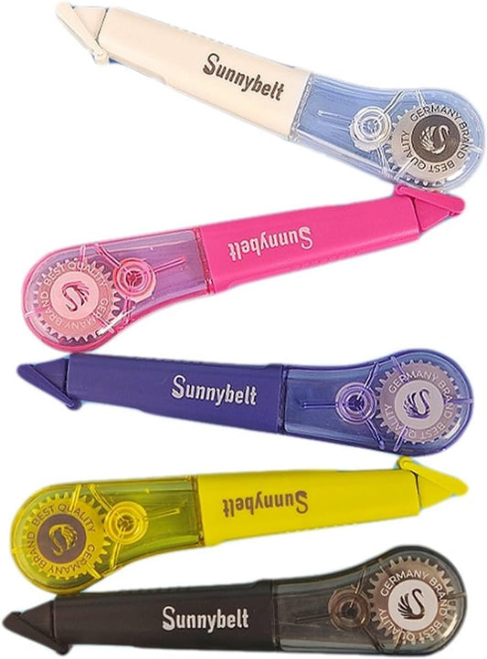 19.69ft Correction Tape Pen, 5-Count Pack, Dry Instantly, Stretch Resistant, not Easy to Break, as Smooth as Writing, Perfect for School, Office Supplies, Black White Red Yellow Blue