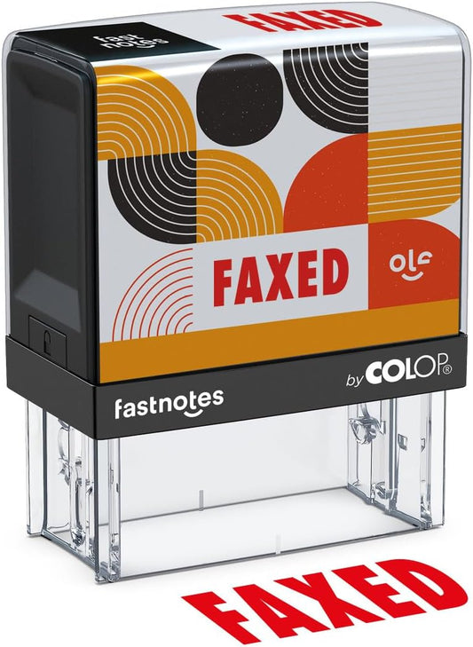 Fastnotes FAXED Self-Inking Rubber Stamp by COLOP - Great for Office Documents, Notary, Warehouse, Accounting Paperwork, Business, and Legal Documentation - Red Ink (FAXED- Red)