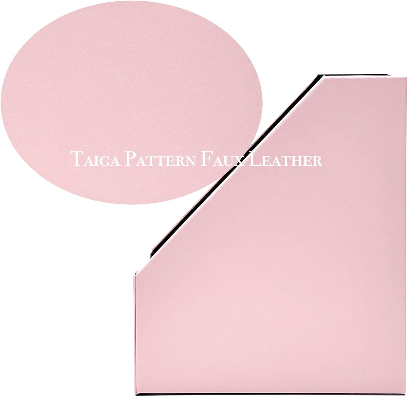 UnionBasic Magazine File Holder, Leatherette Desktop Document Organizer, Home Office Paper Holder File Storage Literature Sorter, Pink, Set of 4