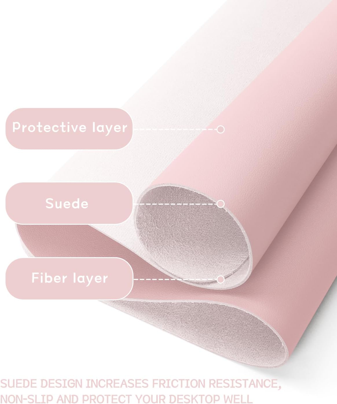 Writing Desk Pad Protector, YSAGi Anti-Slip Thin Mousepad for Computers,Office Desk Accessories Laptop Waterproof Desk Protector for Office Decor and Home (Pink, 35.4" x 17")