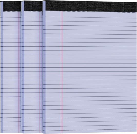 3pcsLegal Pads 8.5 x 11, Notepads 8.5 x 11 Inch, Purple Note Pads Clear Print Writing Pads of Paper, Memo Pads , Perforate Legal Notepads Paper , Wide Ruled Lined with Sturdy Back,30 Sheets/Pack