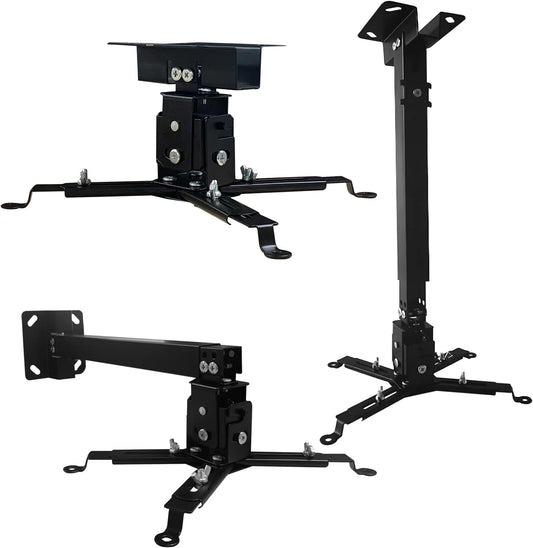 Projector Mount Wall or Ceiling Projection Mount Bracket with Adjustable Height and Extendable Arms Mounts for Home and Office Projector