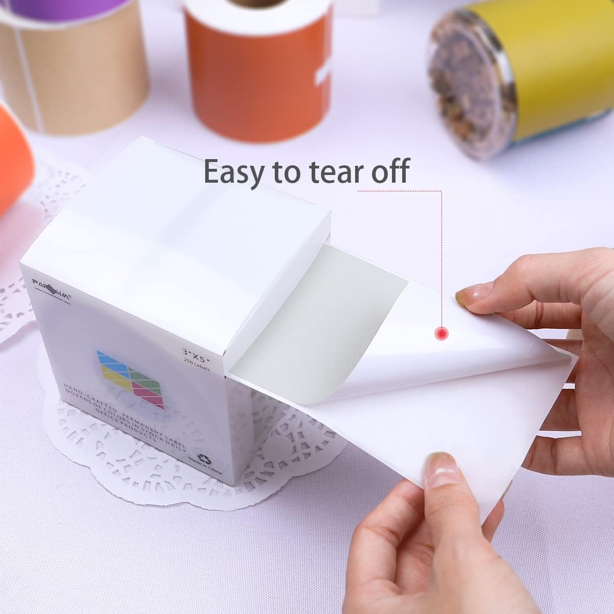 PARLAIM 3 X 5 Inch Rectangle Adhesive Color Coding Stickers,Square Grey Inventory Stickers -250 Per Dispenser Box（Grey）