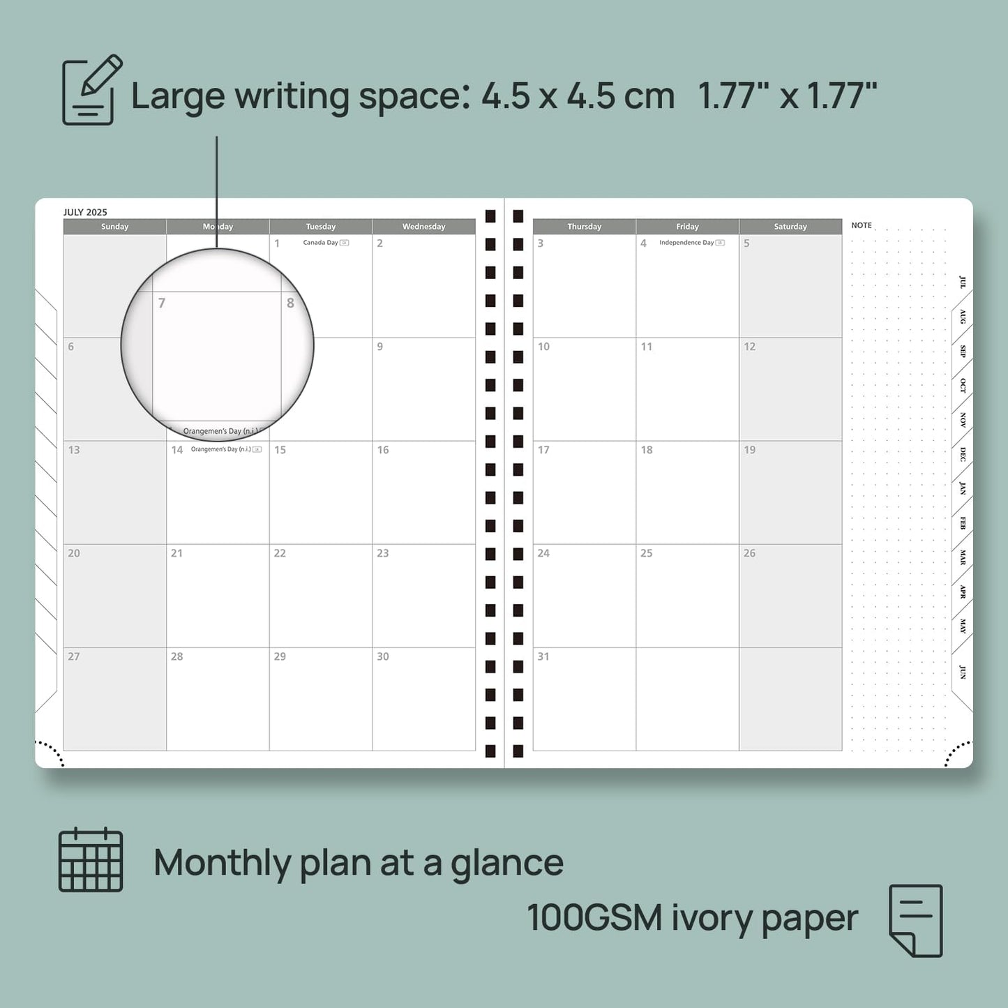 POPRUN Planner 2025-2026 Weekly Planner Notebook (Large 8.5''x 10.5'') Academic Calendar (JUL.25 - JUN.26) Appointment Book with Monthly Tabs, Spiral Soft Cover, Inner Pocket, 100 GSM - Brown