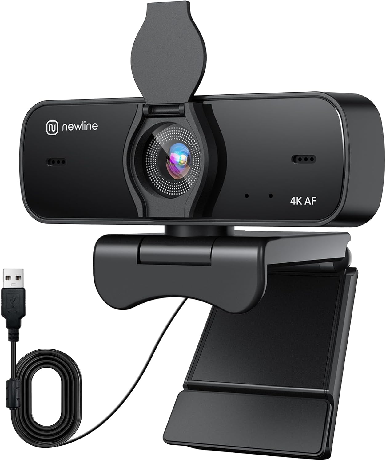 N newline 4K Webcam for PC, 4K UHD USB Webcam with Microphone, New Upgraded Auto Focus, Low Distortion, Privacy Cover, PC Camera for Zoom, Skype, Teams, Laptop, Conferencing, Calling, NewEye 60s