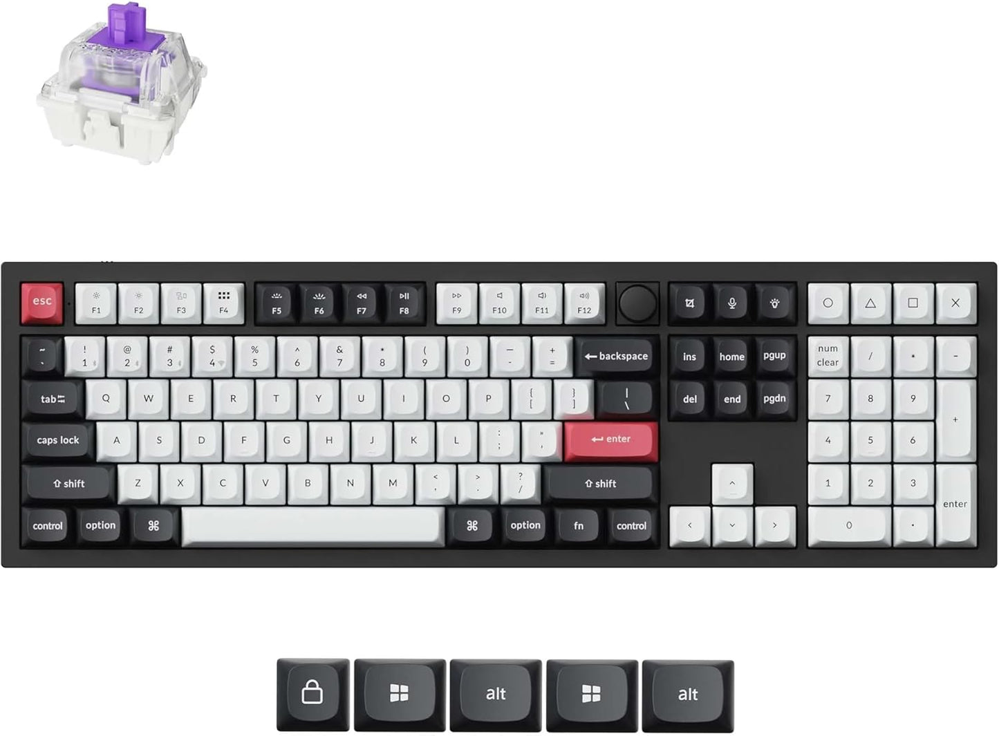 Keychron Q6 HE Wireless Custom Mechanical 100% Full Keyboard, 2.4 GHz/Bluetooth/Wired QMK Rapid Trigger Hot-Swappable Programmable Gateron Double-Rail Magnetic Switches for Mac Windows, Carbon Black