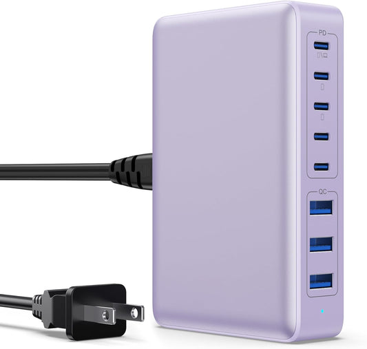 USB C Charger 300W USB C Charger Block 8-Ports GaN IV Fast Charging Station,PD 100W Laptop Charging Hub Wall Adapter Compatible with MacBook/Air,DELL,Steam Desk,iPhone 16/15/14,Galaxy S24 etc