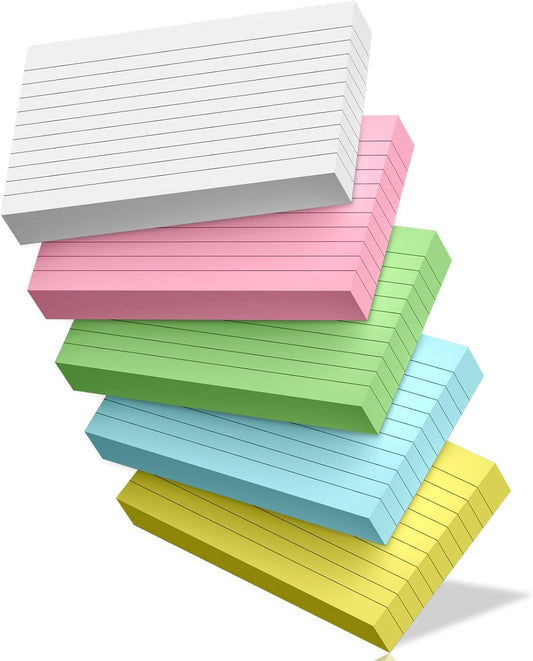 Colored Index Cards 3x5 Inch, 250 Count Ruled Flash Cards for Studying, 50 Pack Of 5, Multilcolor Notecards Lined Flash Cards Bulk, Neon Flashcards Note Cards, 3x5 Index Cards for School, Home, Office
