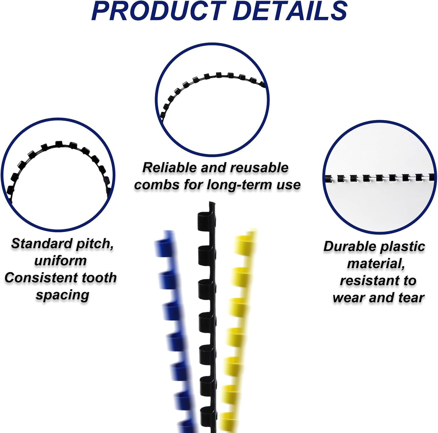 Rayson CR-8-100-M Plastic Binding Combs 5/16in. 21-Ring, 40-Sheet Capacity, Colorful Comb Binding Spines, Max. Binding A4 Size Paper (8.3"×11.7"), Box of 100