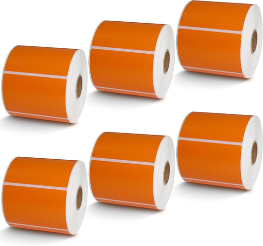 BETCKEY - 3" x 2" Multipurpose & Shipping Labels Compatible with Zebra & Rollo Label Printer,Premium Adhesive & Perforated[Orange, 6 Rolls, 4500 Labels]