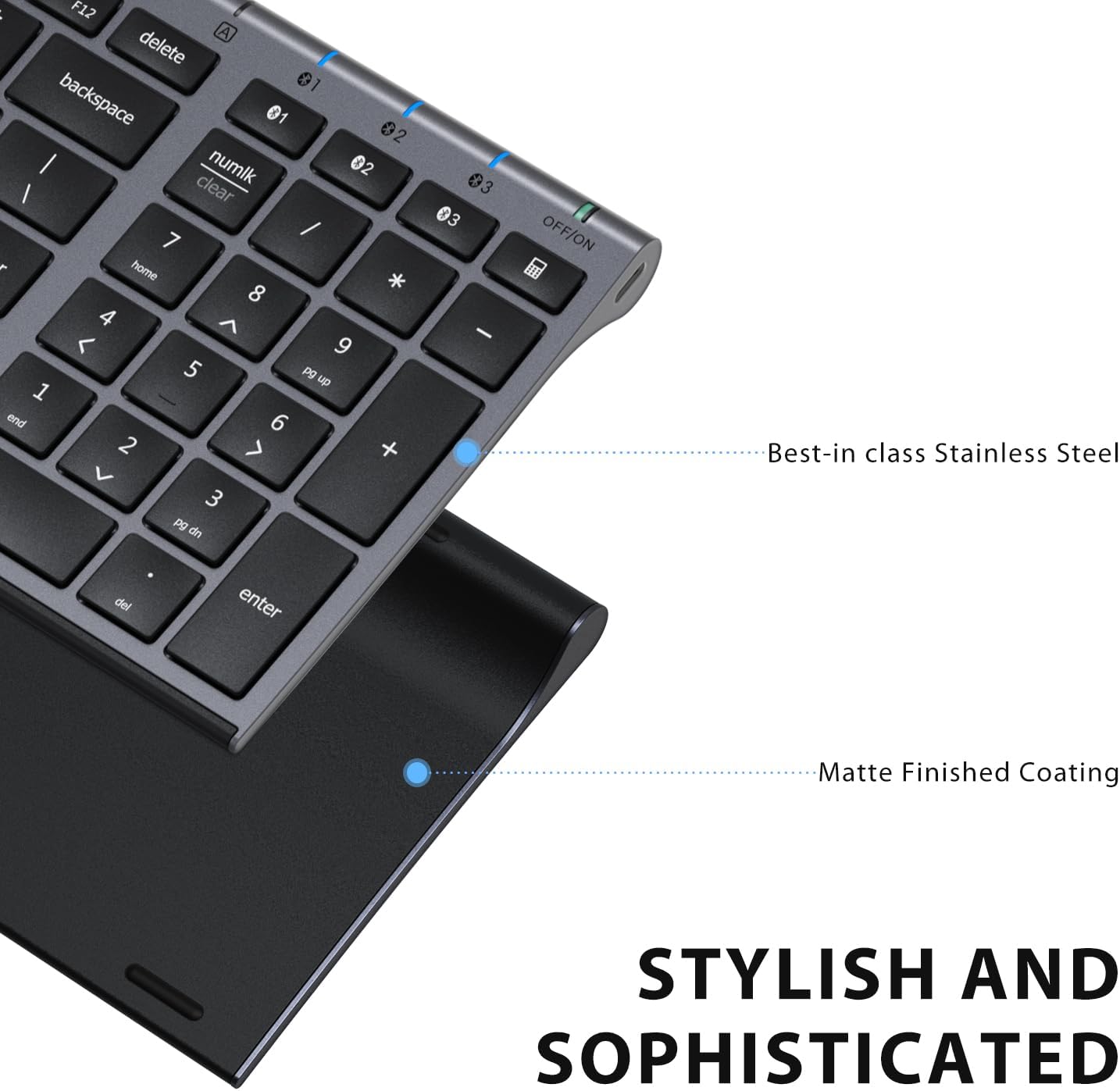 iClever BK10 Bluetooth Keyboard, Universal Bluetooth 5.1 Wireless Keyboard with Number Pad, Ergonomic Design, Multi-Device Compatibility, Stable Connection for Mac, iPad, iPhone, Android, Windows