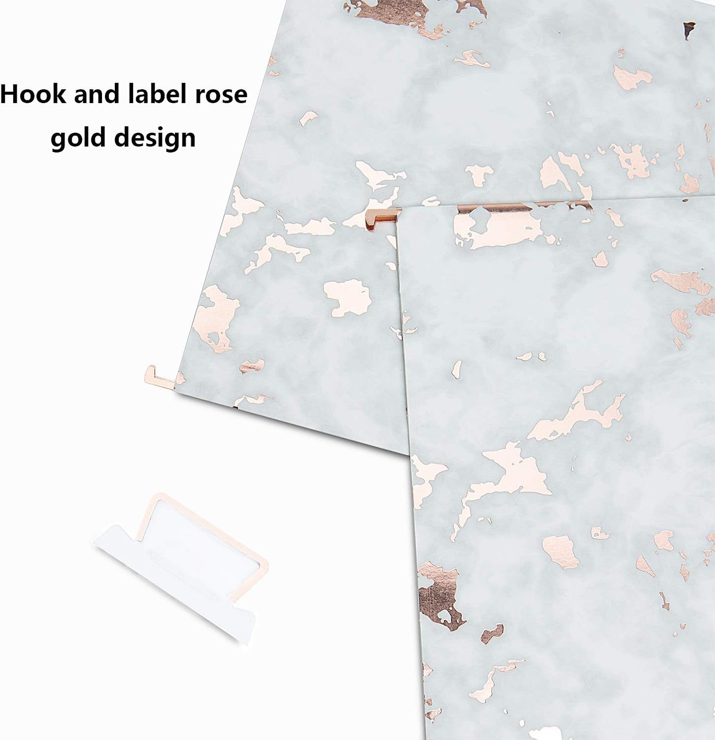 Y YOMA 12 Pack Rose Gold Hanging File Folders Letter Size Decorative File Folder Cute Pretty Hanging Folder Organizer for Filing Cabinet Office Home with 1/5-Cut Adjustable Tabs, 3 Marble Design