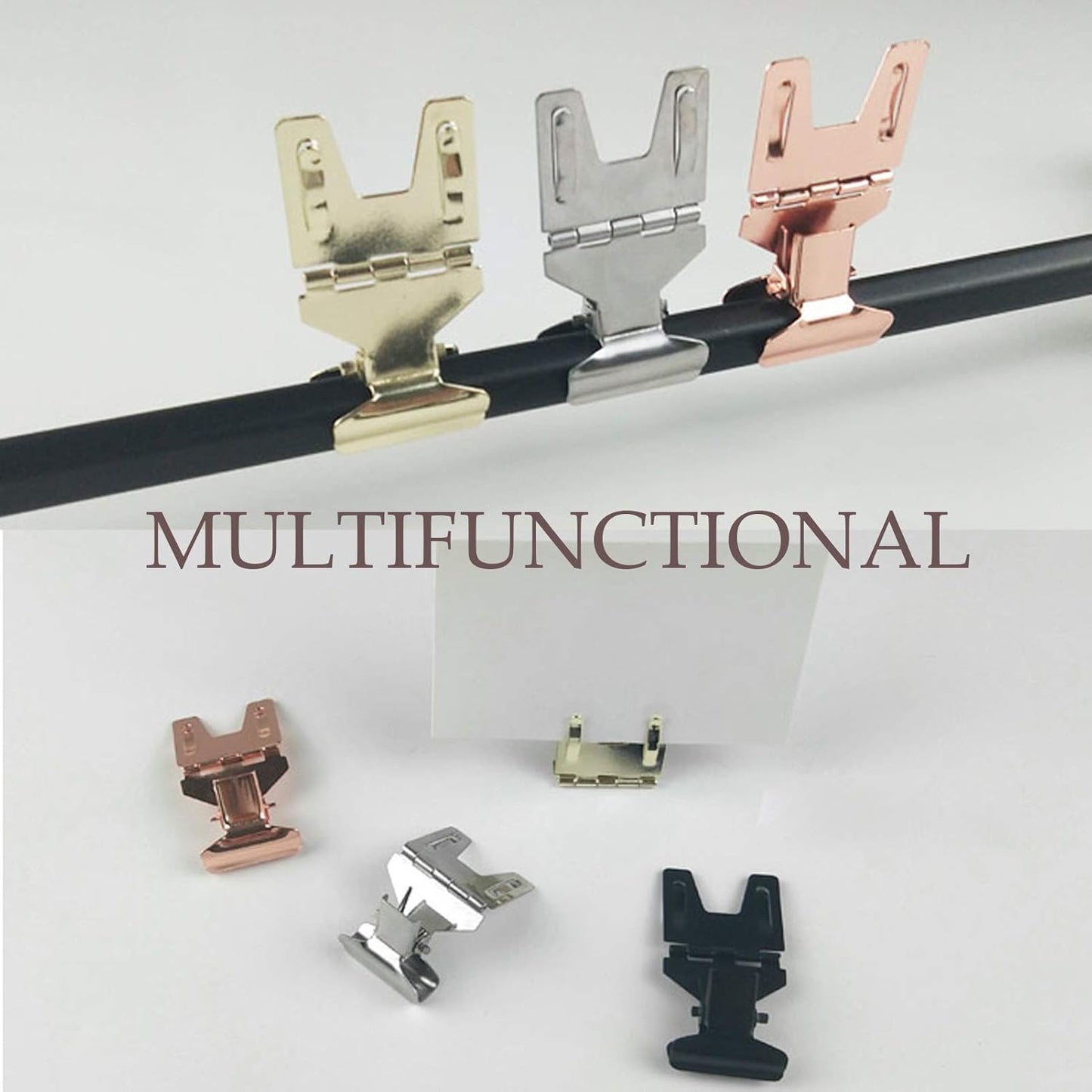 Metal POP Clip Sign Stand Holder, Bread Store Price Tag Card Holder, Advertising Display Clip Holder (Black, 20Pack)