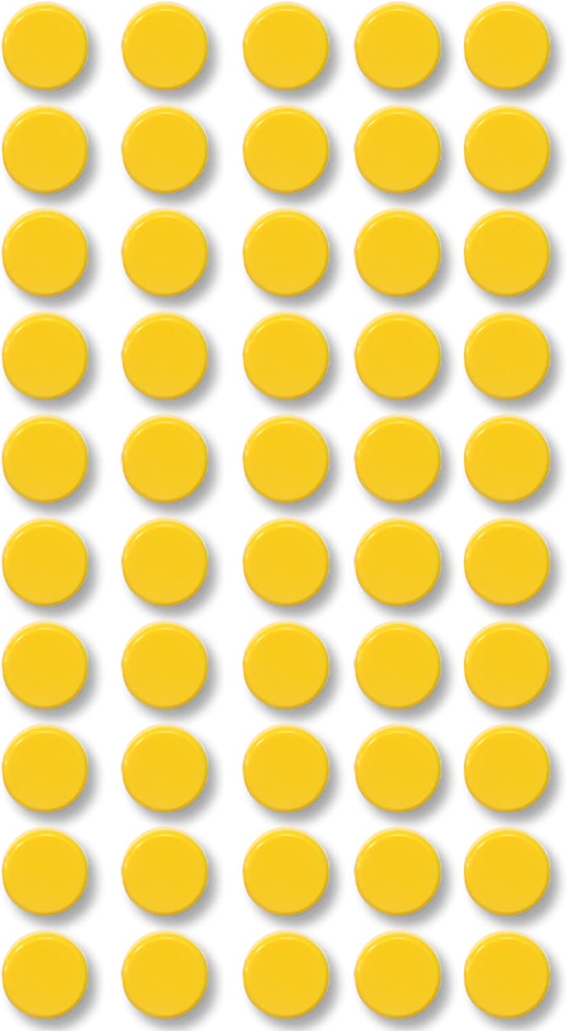 Qualsen Fridge Magnets 50 Pack, Funny Cute Round Refrigerator Magnets for Whiteboard, Locker, Office, Classroom (Yellow)