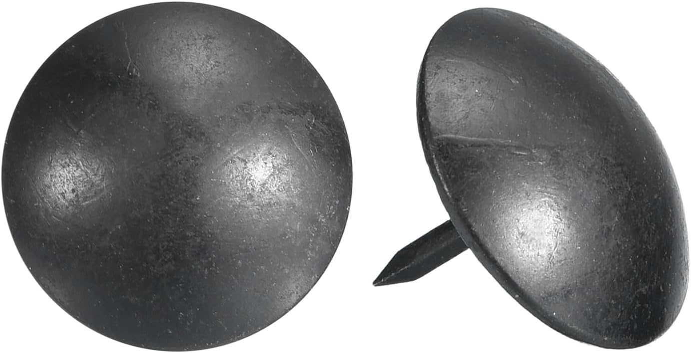 uxcell Upholstery Tacks Nail Pins Furniture, 50Pcs 19x16mm Thumb Tack Pins Assortment Kit Carbon Steel for Home Sofa DIY Decorative Nail Heads Nails, Black