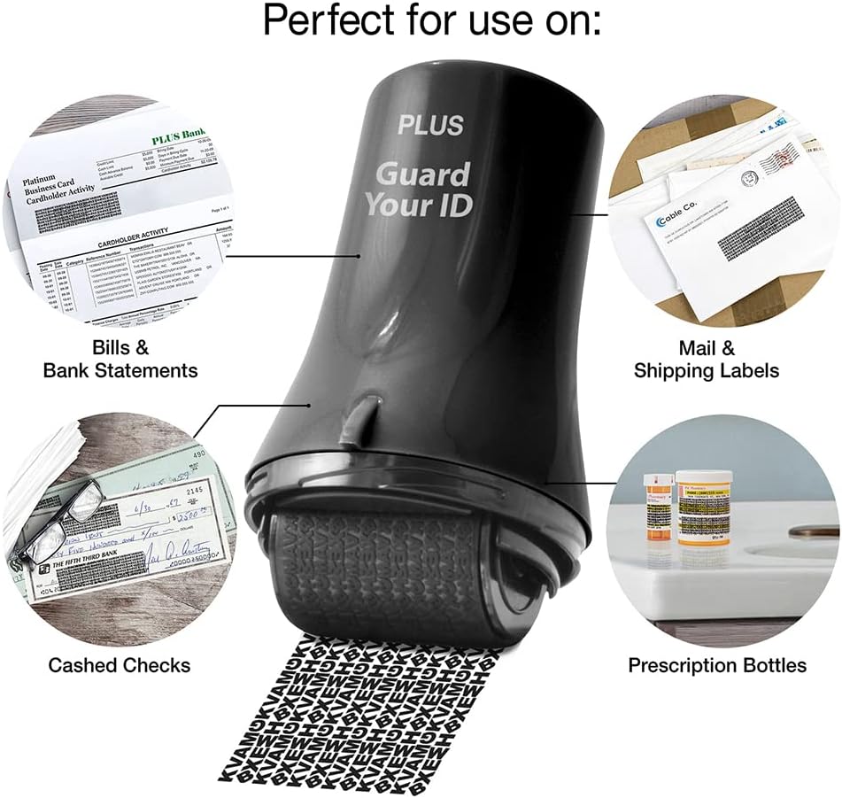 Guard Your ID Wide Advanced Roller 2.0 Identity Theft Prevention Security Stamp Black
