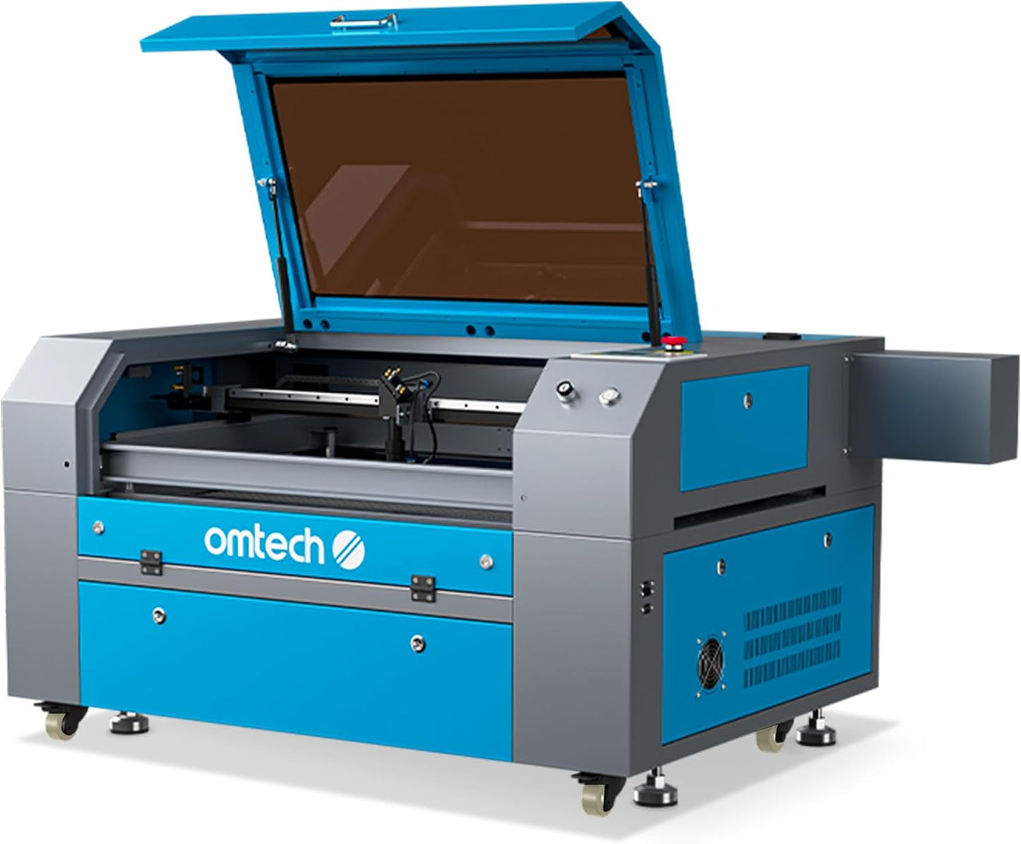 OMTech 90W CO2 Laser Engraver with Water Chiller & LightBurn, 28"x20" Cutting & Engraving Machine with Air Assist, 4-Way Pass, Caster Wheels, RDWorks, for Wood, Glass, Acrylic & More