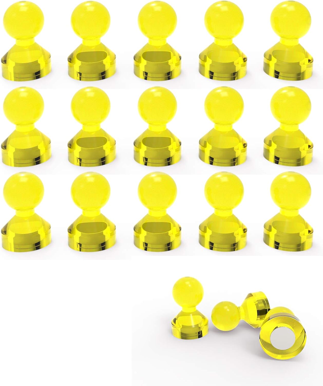 Ant Mag Magnetic Push Pins Strong Push Pin Magnets for Fridge Whiteboards Calendars Maps in School & Office Pack of 18 Yellow