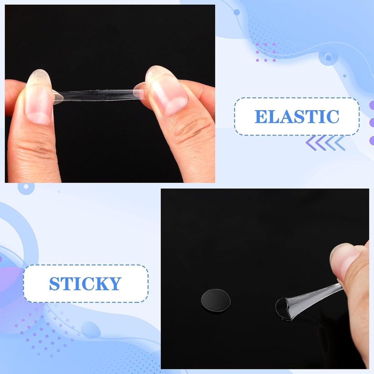 JUNEBRUSHS 350 Pieces Double Sided Sticky Dots, Sticky Tack for Wall Hanging Removable Poster Putty Clear Round Putty No Trace Adhesive Sticky Putty for Balloon Craft DIY Art Office Supplies (10 mm)