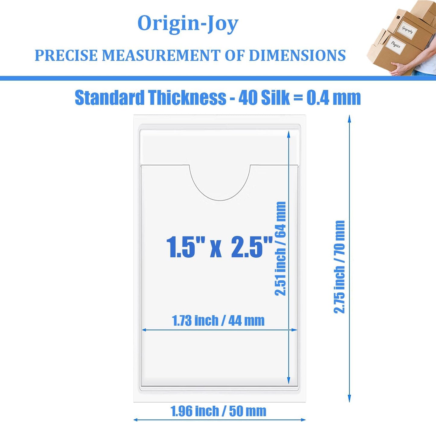 Origin-Joy 25 PCS Self-Adhesive Index Label Pockets, Clear Plastic Peel & Stick Card Holders with Top Open for Loading (1.5 x 2.5 inch)