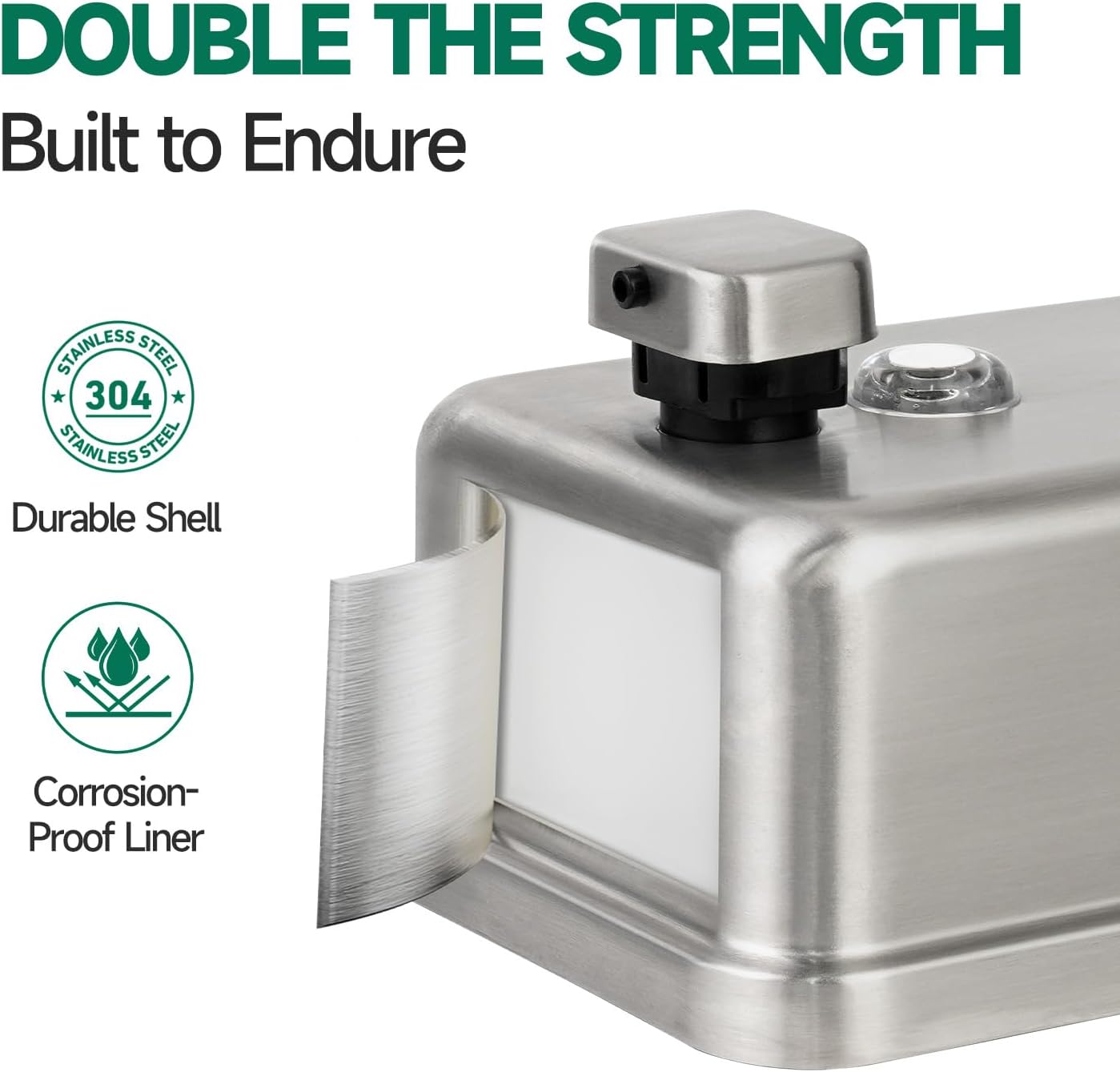 Commercial Wall Mounted Soap Dispenser 37oz 1100ml Large Capacity Brushed Stainless Steel Manual Dispenser for High Traffic Restrooms