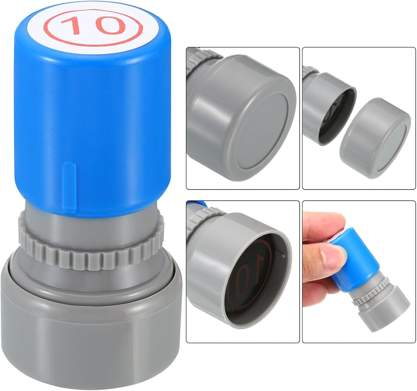 PATIKIL Number Stamps Self Inking, Numeral 10 Number Stamp Teacher Stamp Initial Stamp Ink Stamp for Class Notebook Scrapbooking DIY Craft Style 2, Red Ink