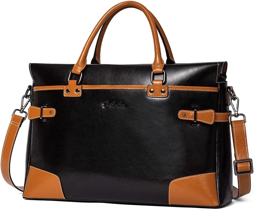 BOSTANTEN Briefcase for Women Leather Laptop Bag 15.6 inch Computer Messenger Office Business Work Tote