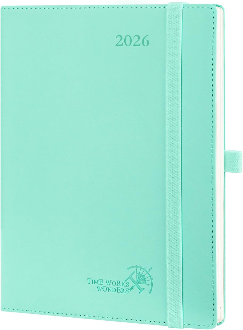 POPRUN 2026 Planner (Medium - 6.5'' x 8.5'') - 2026 Weekly Calendar ((Jan. 2026 - Dec. 2026) with Hourly Time Slots, Weekly/Monthly Appointment Book for Time Management - Leather Soft Cover - Green