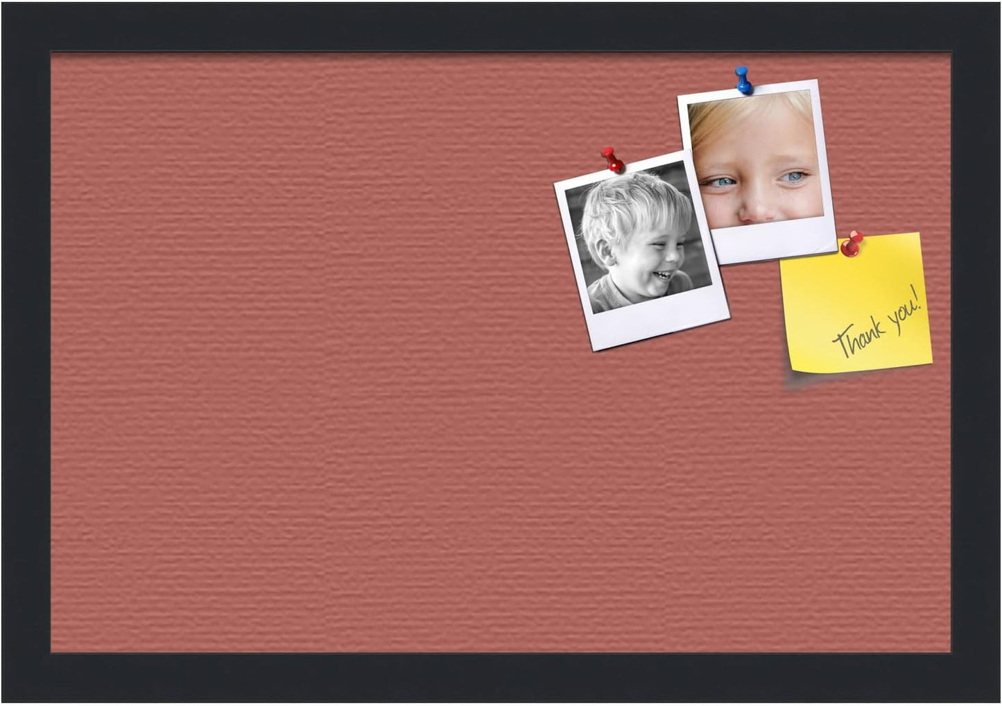 PinPix 18x12 Inch Cork Bulletin Board. This Decorative Framed Pin Board Comes with Crimson Pastel Design and a Satin Black Frame. Ideal for Home Office Decor or Message Board (PinPix-1807)