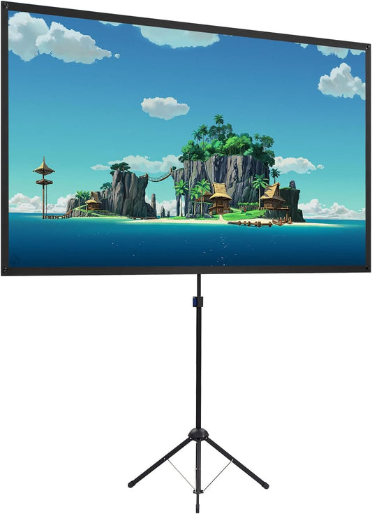 Projector Screen with Stand, Portable Projector Screen and Stand, 60 Inch 16:9, Outdoor Projection Screen, Aluminium Frame, Lightweight and Compact, Easy Setup, Idea for Home Cinema, Backyard Party.