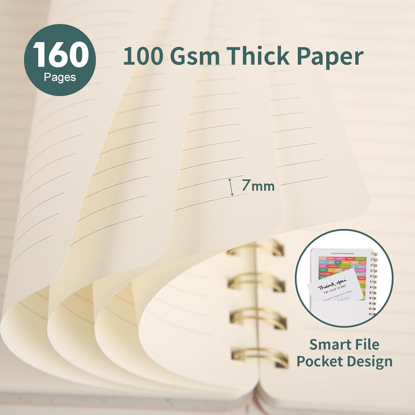 Lined Spiral Notebook College Ruled A5 Journal Book for Note Taking, 160 Pages Writing Journal for Office and Home School Supplies 5.75x8.125 inch (6pack-3Black/3Green)