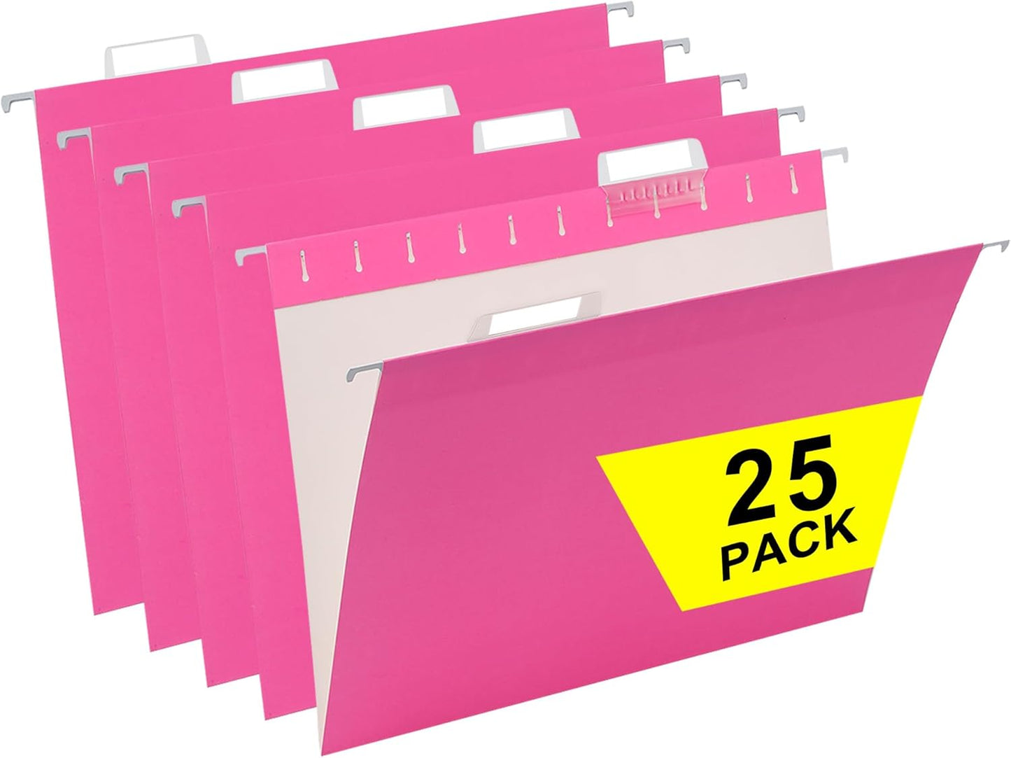 Pink Hanging File Folders,25 Packs Letter Size File Folder,Designed for Bulky Files,Filing Cabinet,1/5 Adjustable Tabs for Office,School,Home