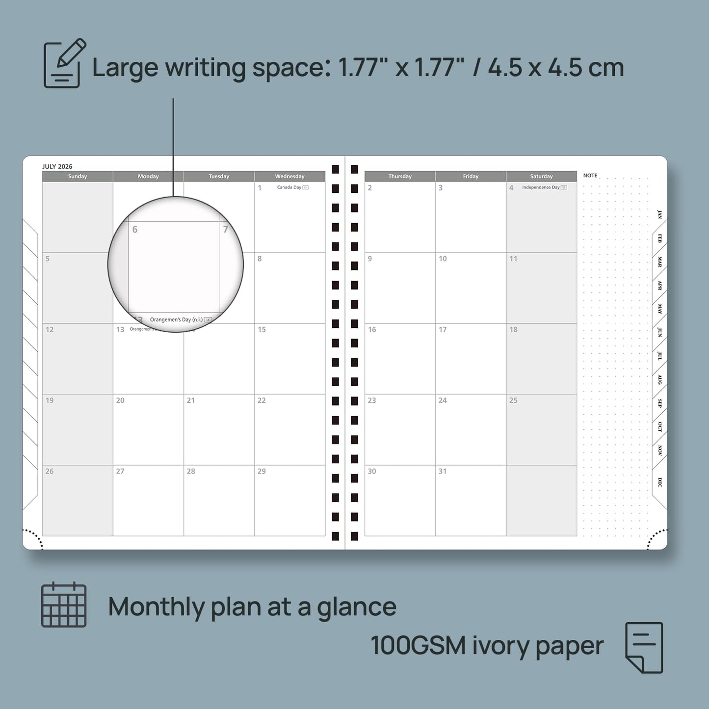 POPRUN 2026 Planner (Large - 8.5" x 10.5") with Hourly Schedule, Vertical Layout - 2026 Weekly Calendar (Jan. 2026 - Dec.2026) for Time Management, Monthly Tabs, Spiral Bound, Soft Cover - Grey