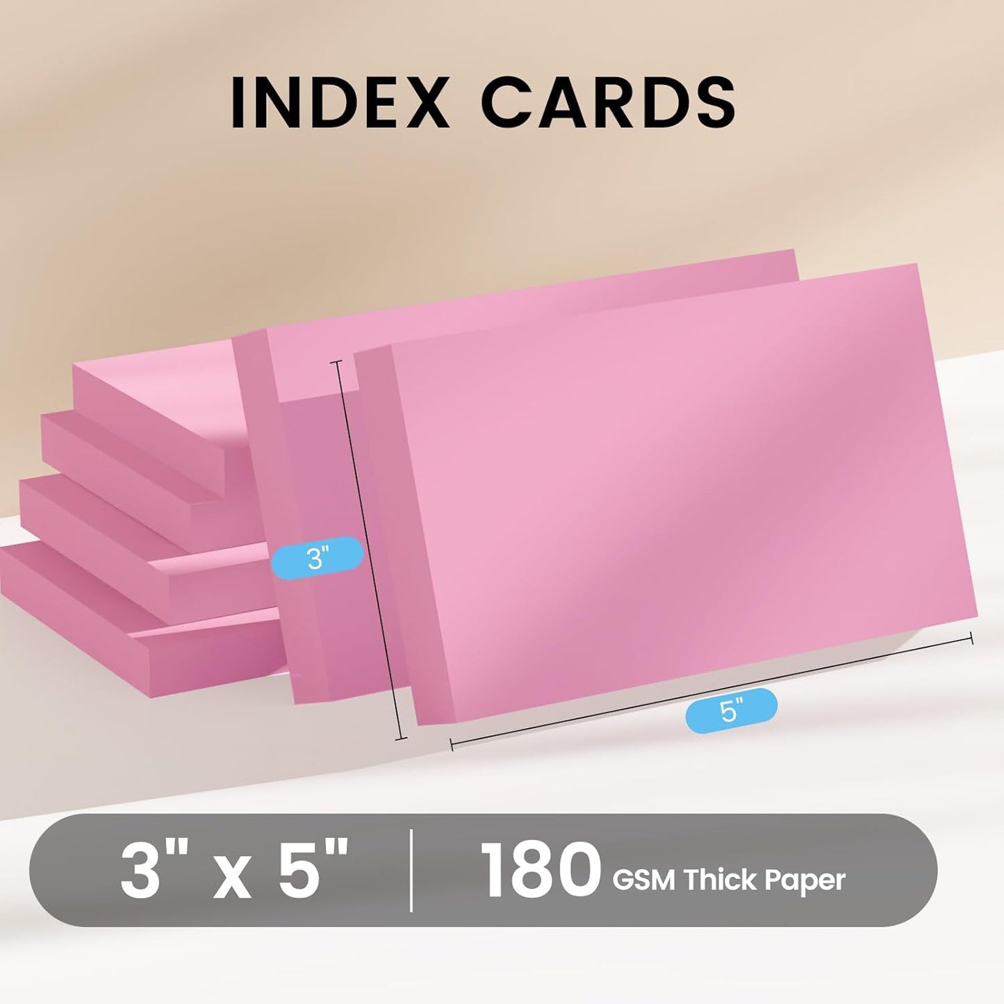 Index Cards 3x5 Inch, 300sheets, Flash Cards, Blank Pink Note Cards Paper For Studying, Schools Supplies, College, Office And Home Organization, Note Taking Supplies