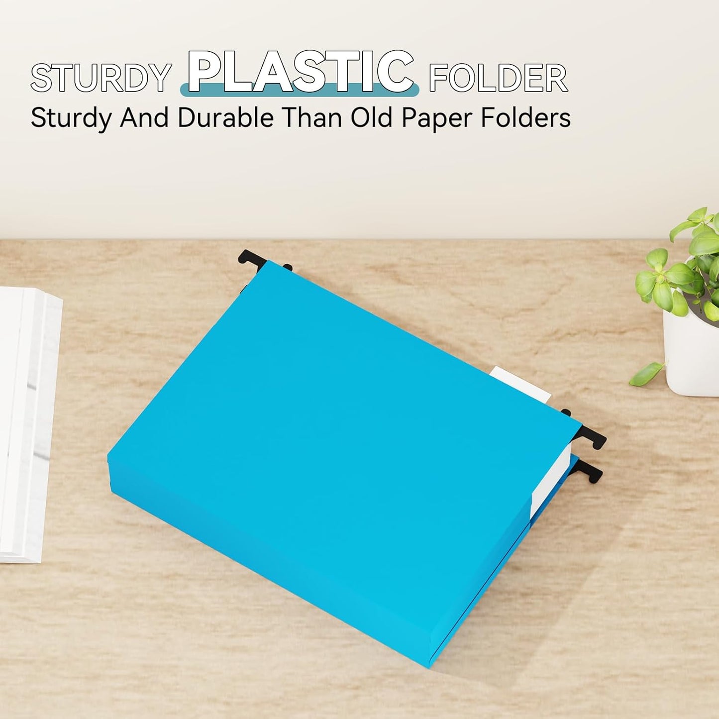 Plastic Hanging File Folder Extra Capacity,Letter Size,Upgraded 2"Expansion Accordian Pocket,12 Pack Expandable Hanging Folders,Adjustable Tabs,No Assembly,Heavy Duty for Filing Cabinet,Colored