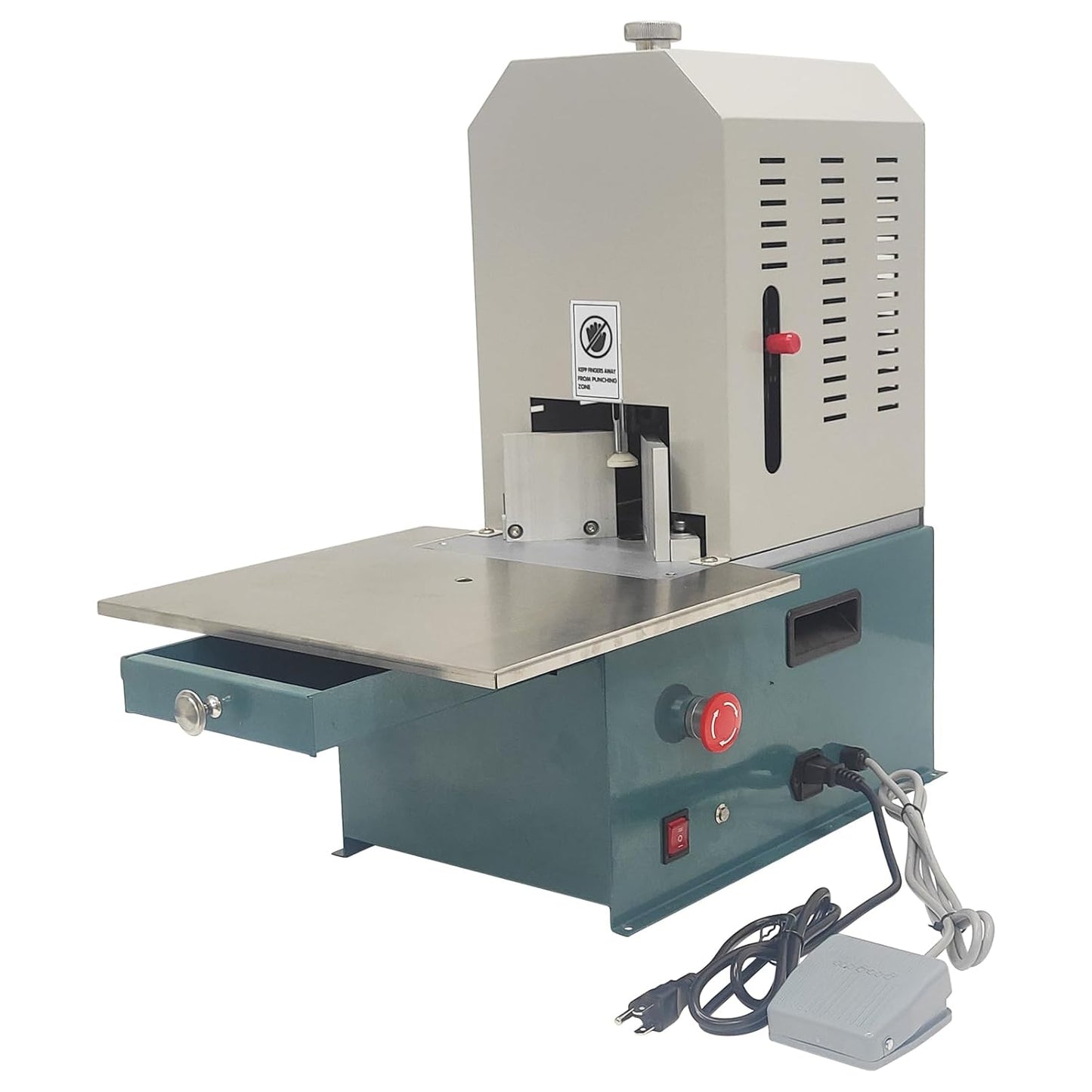 Electric Corner Rounder Machine with Foot Pedal and 7 Blades (R3-R10) 180W 110V Heavy Duty Punch Cutter with Paper Drawer Semi-Auto Metal Corner Rounding Machine for Paper/PVC/Plastic Films