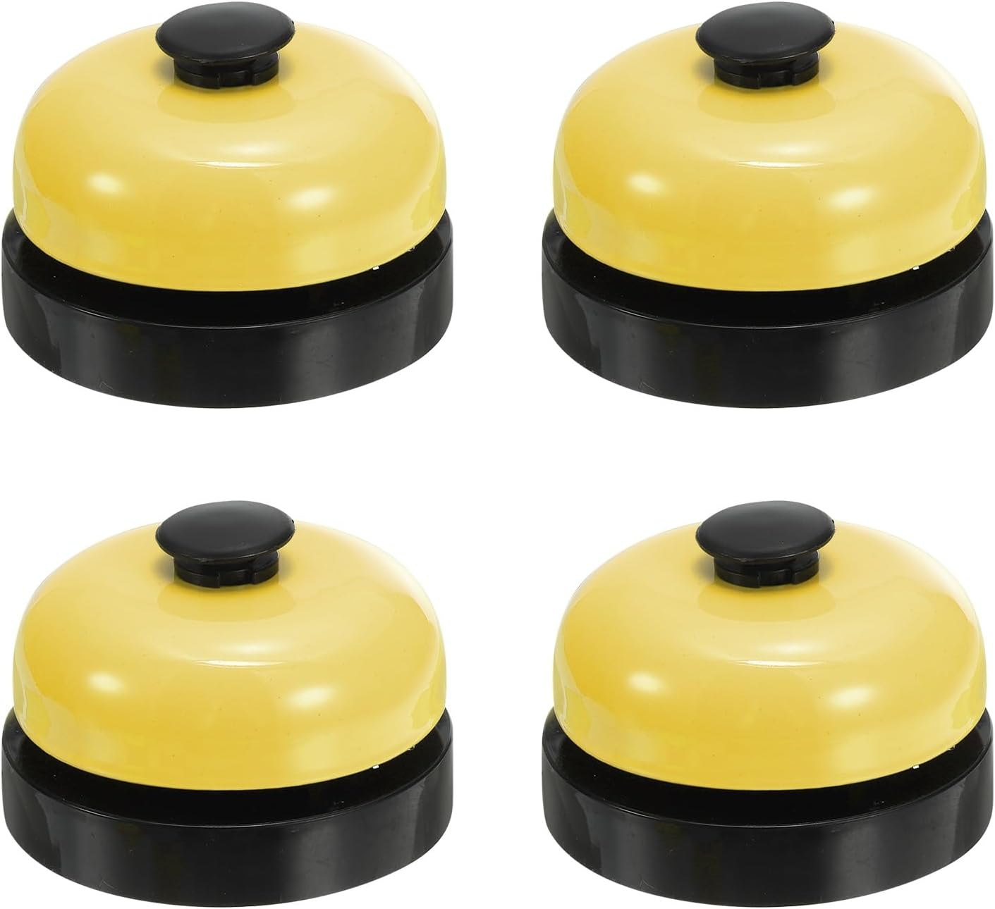 PATIKIL 4 Pcs Desk Call Bell 2.5" Dia with Metal Anti-Rust Construction Black/Yellow