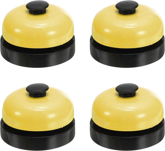 PATIKIL 4 Pcs Desk Call Bell 2.5" Dia with Metal Anti-Rust Construction Black/Yellow