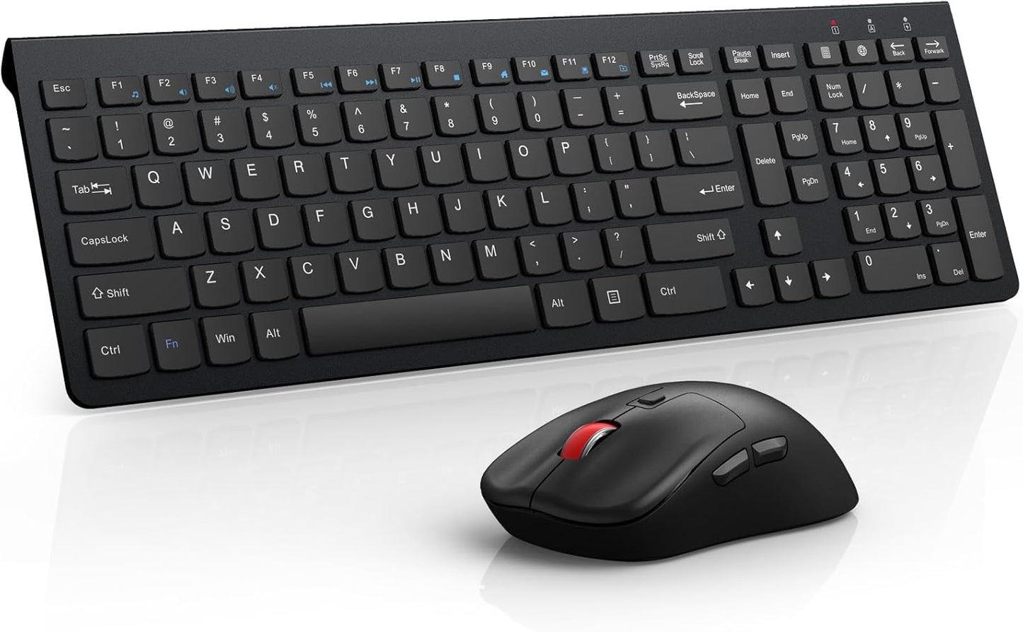 Wireless Keyboard and Mouse Combo,Quiet Click,Full Size Design with Number Pad,Ergonomic Mouse with 5 DPI,Sleep Mode-GAMCATZ 2.4G Slient Portable Cordless Combo for Laptop/PC/Computer/Mac(Black)