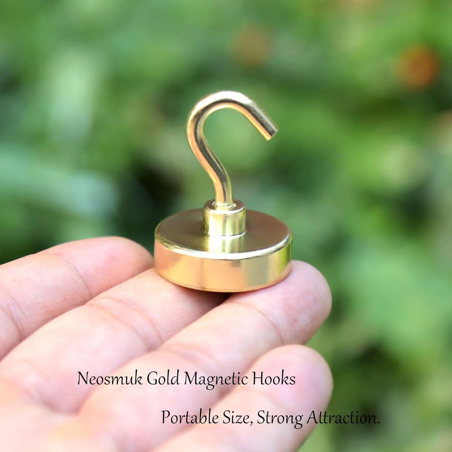 Neosmuk Magnetic Hooks Heavy Duty,Strong Magnet with Hook for Fridge, Super Neodymium Extra Strength Industrial Hooks for Hanging, Magnetic Hanger for Toolbox, Cruise, Grill(Golden,4 Pack)