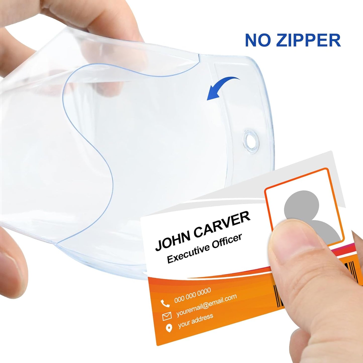 100 Pcs No Zipper ID Name Badge Holder 3 x 4 Inches Clear Plastic Vertical ID Card Holder