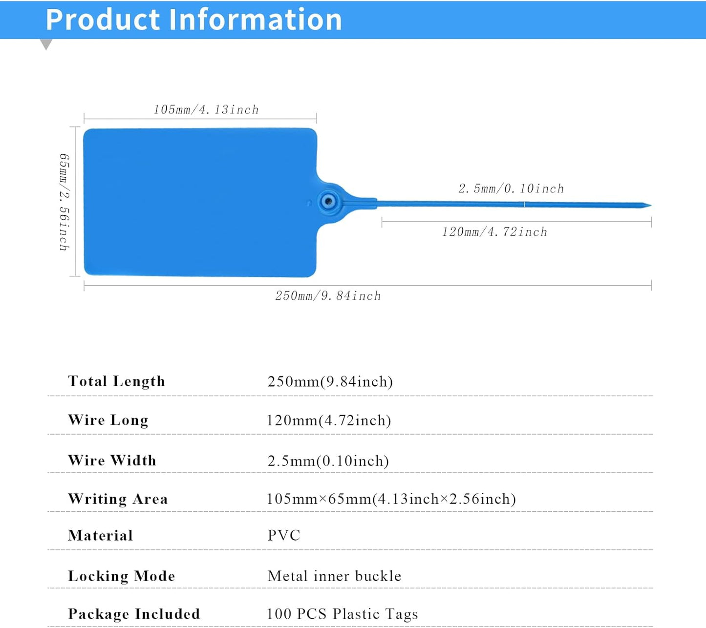 100 Plastic Tags Shipping Tags Water Proof Tags for Labeling Shipping Labels Security Seals Writable Marker Ties Hanging Tags Storage Tag with One Marker Pen (Mixed 5 Color)