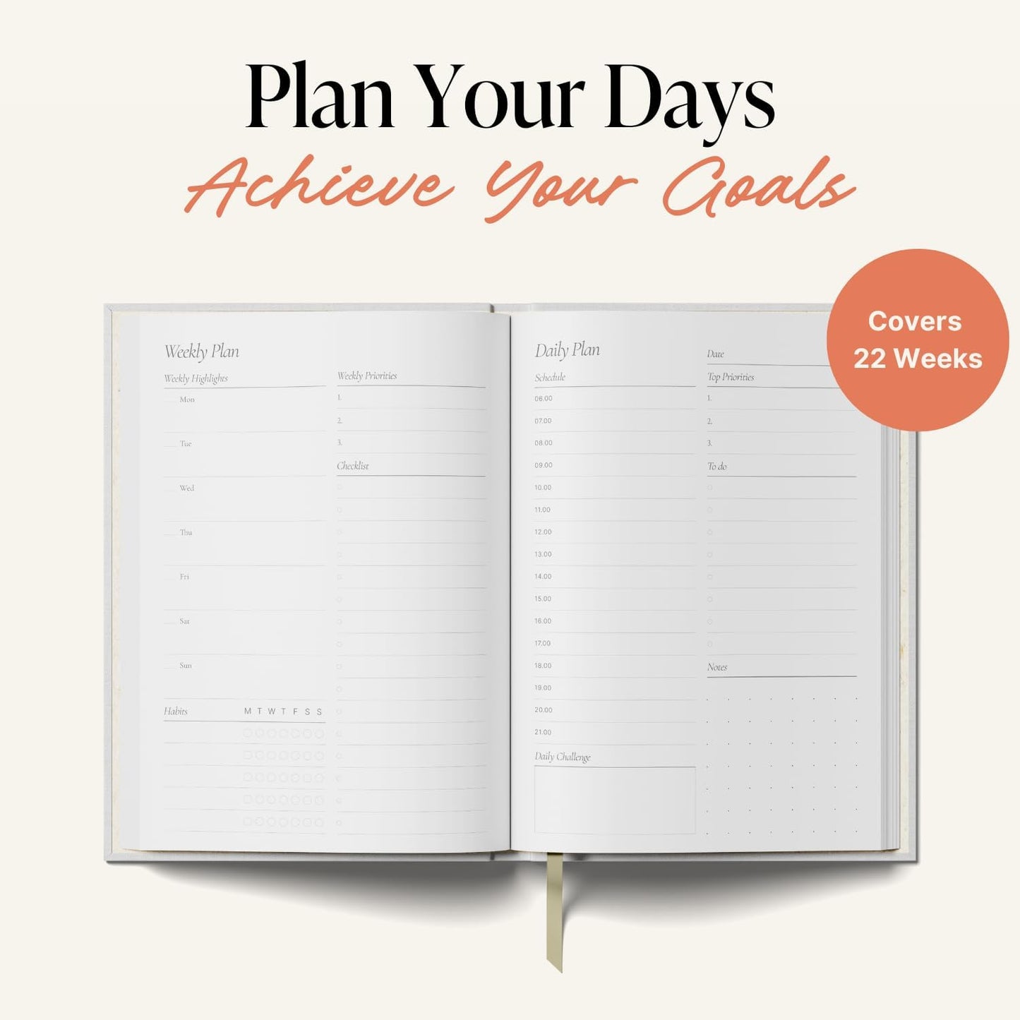 Yop & Tom Undated Daily Planner - Productivity Planner with Flower Vase Illustration - Weekly and Daily Organizer with Time Slots