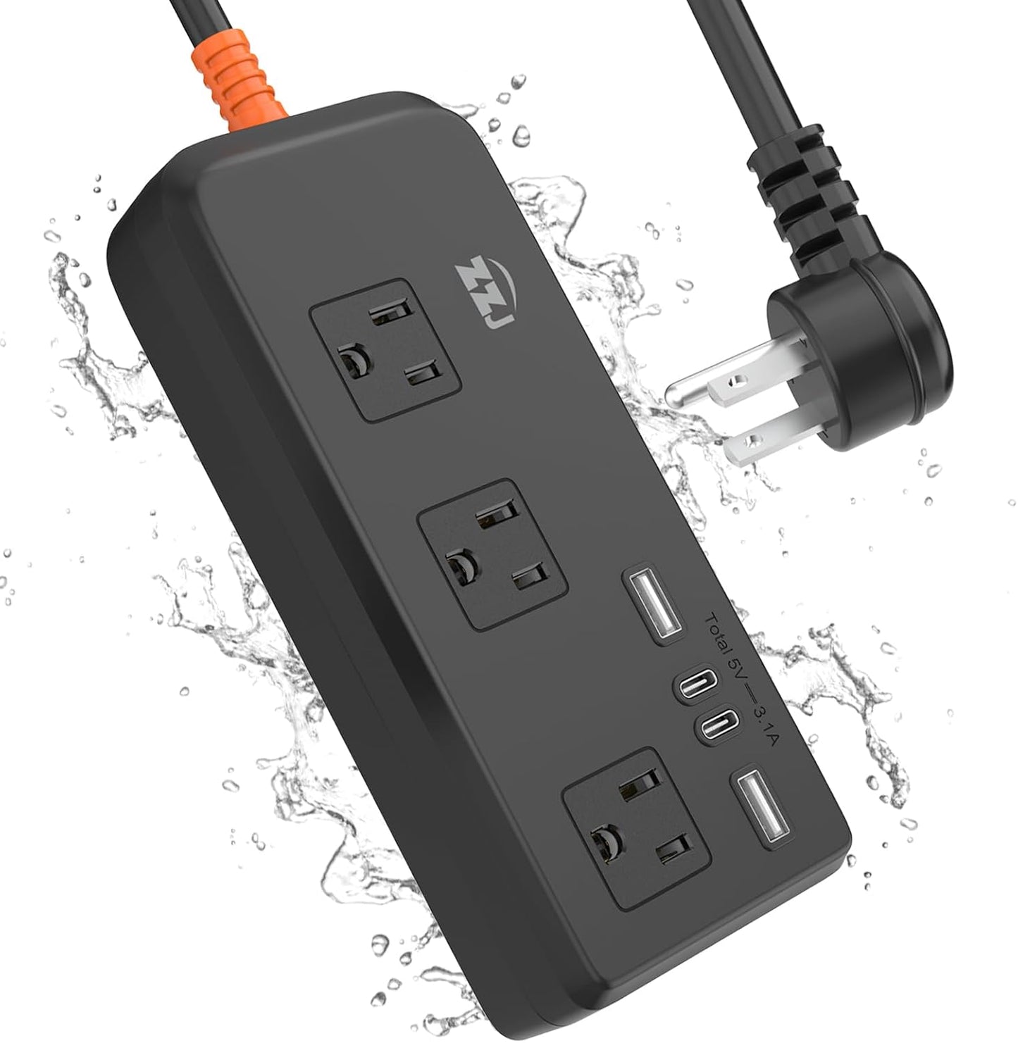 Surge Protector Power Strip,7-in-1 with 6 FT Flat PlugExtension Cord,Surge Protector,with 3 AC Outlets 2USB A,2USB C Outlets for for Home, Office, Dorm Essentials,UL FCC Listed Visit The ZZJ Store