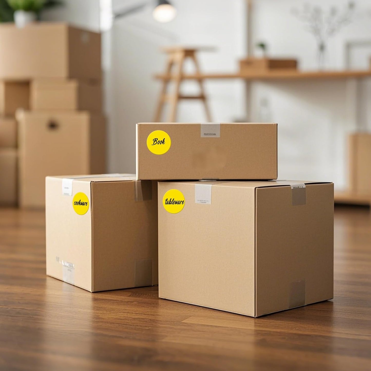 300 PCS Circle Stickers 4 Inch Yellow Vinyl Floor Dots Sticker Removable Self-Adhesive Colored Large Round Label Roll for Marking Inventory Organizing Classroom Line Up Spots