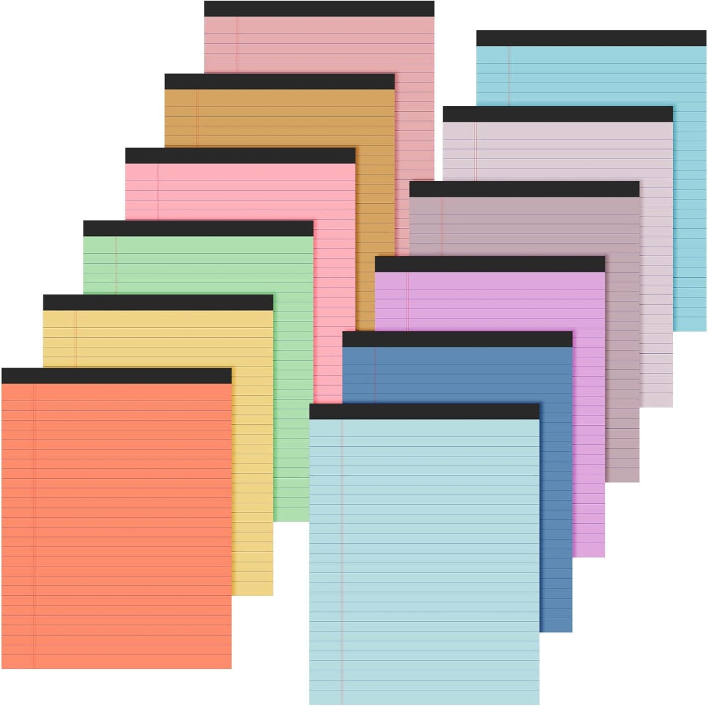 Lincia 12 Pcs Colored Legal Pad Writing Pads 8.5 x 11 Inch Wide Ruled 50 Sheets Per Notepad Micro Perforated Writing Notepad for School, College, Office, Business (Multicolor)