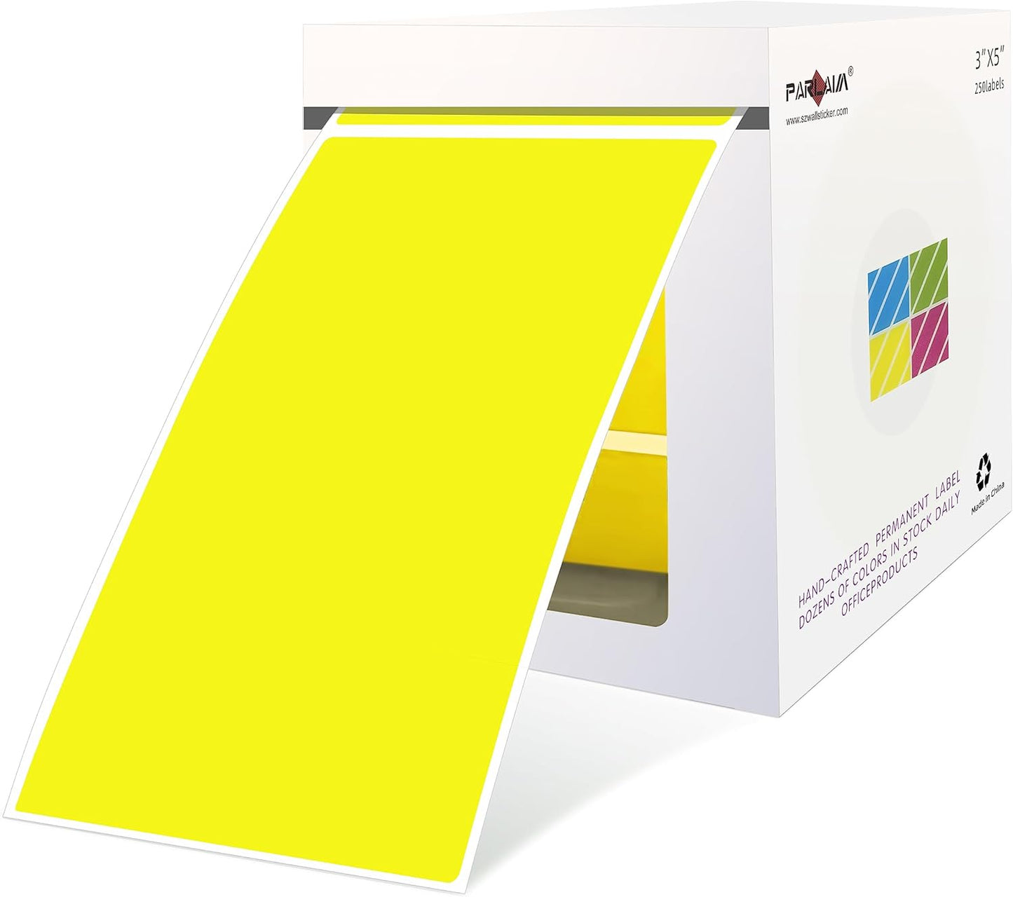 PARLAIM 3 x 5 inch Rectangle Sticker Labels, 250PCS Adhesive Color Coding Stickers for Moving Box Inventory Label, Fluorescent Yellow