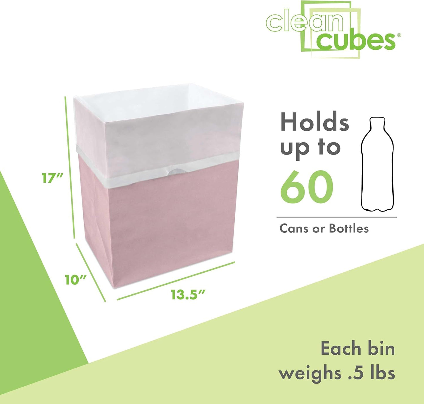 | 13 Gallon Disposable Trash Cans (3-Pack) with Fitted Trash Bags - Reusable Garbage and Recycling Bins for Parties, Events, and More (Pink - 17" Height x 13.5" Width x 10" Depth)